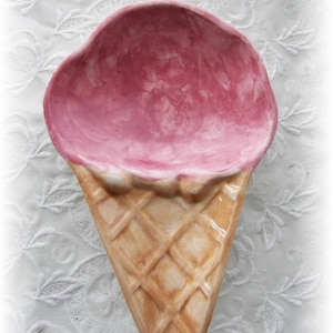 Ice Cream Cone Dish Trinket Dish Ice Cream Cone Spoon Rest Soap Dish Kitchen Dish Ice Cream Cone Store Gift Dessert Dish Home Decor image 1