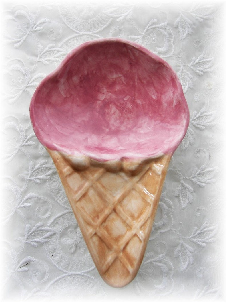 Ice Cream Cone Dish Trinket Dish Ice Cream Cone Spoon Rest Soap Dish Kitchen Dish Ice Cream Cone Store Gift Dessert Dish Home Decor image 1