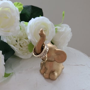 Gold Elephant Wedding Cake Toppers Ceramic/Jungle themed Wedding/Elephant Love Animals/Anniversary Keepsake/Gift In Stock Ready To Ship 画像 6