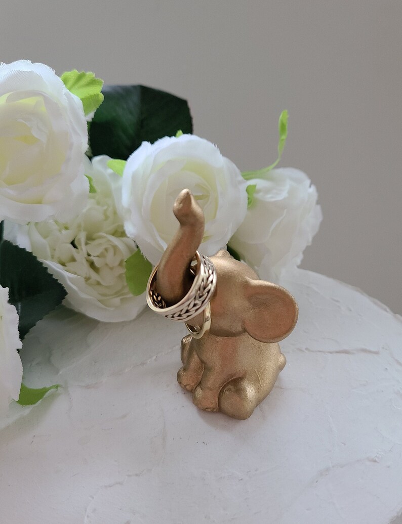 Gold Elephant Wedding Cake Toppers Ceramic/Jungle themed Wedding/Elephant Love Animals/Anniversary Keepsake/Gift In Stock Ready To Ship 画像 6