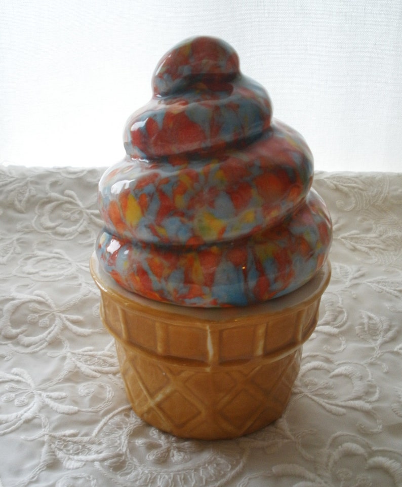 Ice Cream Cone Ceramic Box Soft Serve in Springtime Colors Etsy