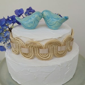 Blue Love Birds/ In Stock ready to Ship/Wedding Cake Topper / Vintage Design /Ceramic Home Decor Wedding Keepsake/ These Birds Ready to Ship