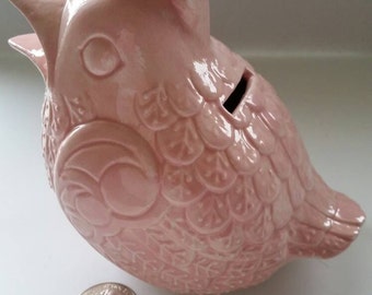Vintage Bird Bank: Pink Nursery Decor, Childrens Gift