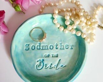 Godmother of The Bride/Jewelry Storage/Personalized Gift/Mother's Day Trinket Dish/Wedding Favor Personalized Dish/Turquoise Gift Home Decor