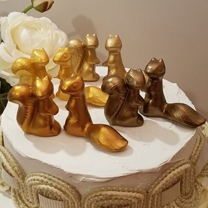 Wedding Cake Topper/ Metallic Squirrels Ceramic in Love/ Animals/Price is for set of 2/ Assorted Colors Design Anniversary Gift In Stock