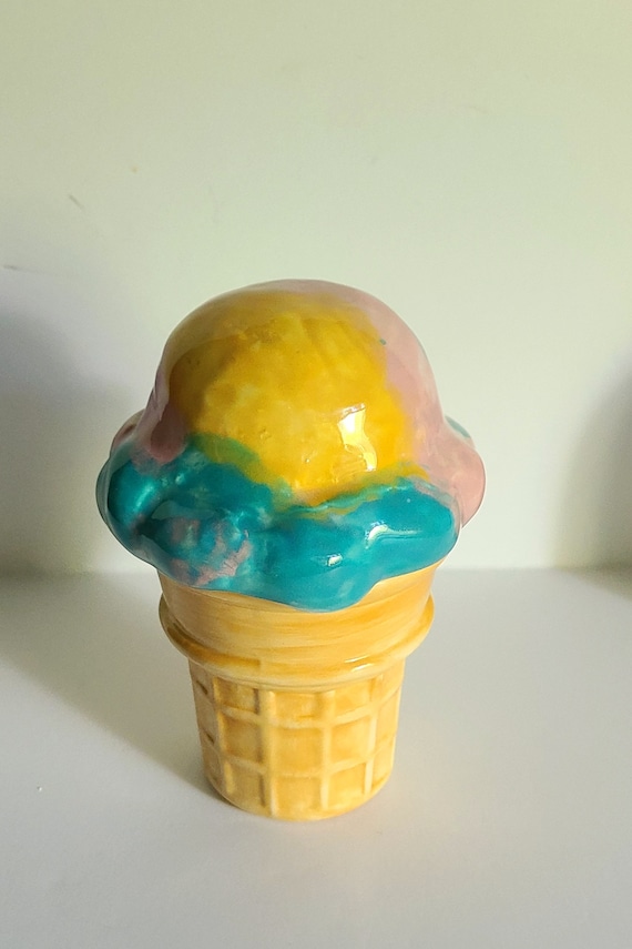 Crazy Vanilla ceramic Ice Cream Scoop chunky Cone trinket Box Dish Dessert Gift bakery Gift Nursery Decor Ice Cream Gift Soft Serve Design Etsy UK