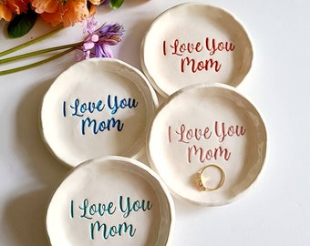 Mother's Day Gift White Trinket Dish Script Writing Ceramic Personalized Dish Birthday Gift Home Decor