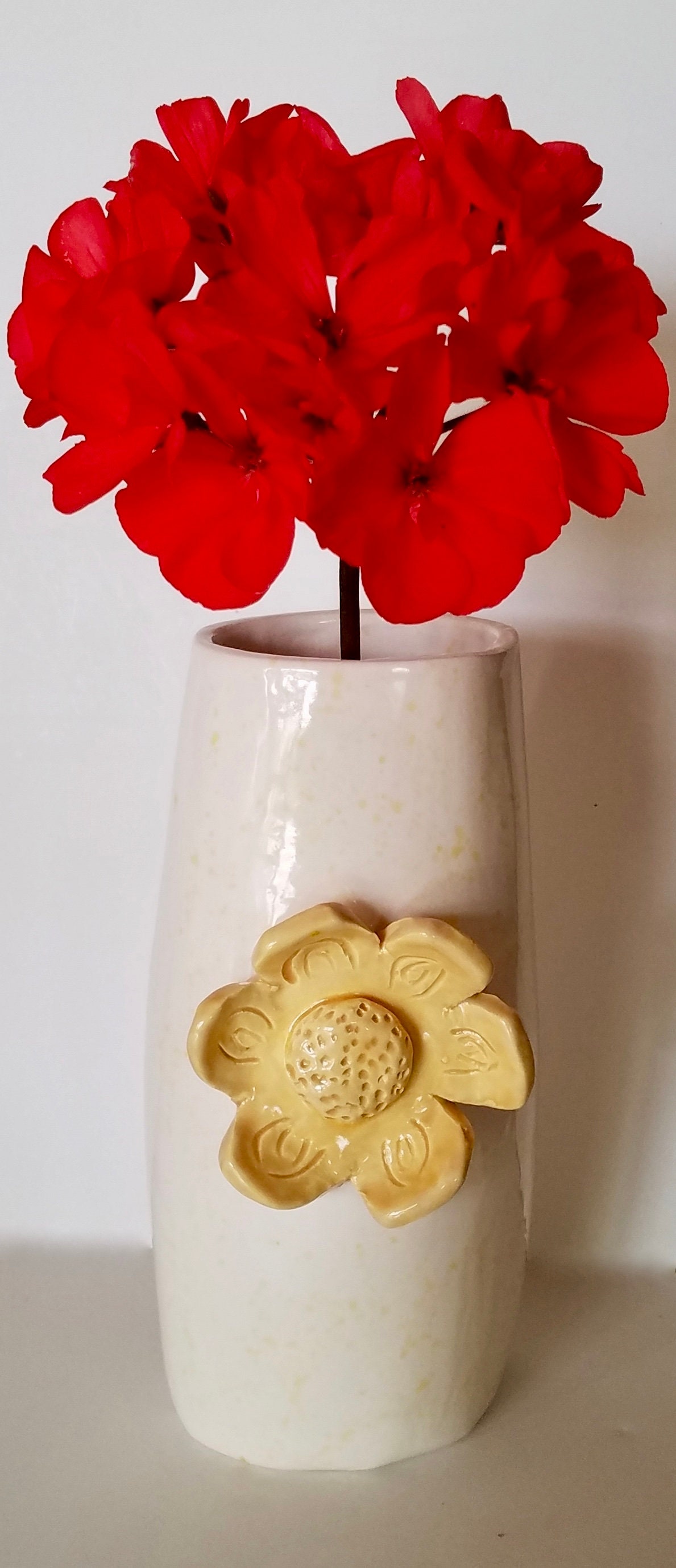 Bud Vase Vessel With Handmade Flower Ceramic Design Birthday Gift Mother's Day Teacher All Colors Av