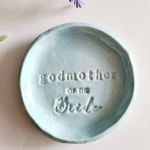 Godmother of The Bride/Dusty Blue/Jewelry Storage/Personalized Gift/Mother's Day/Wedding Favor Personalized Dish