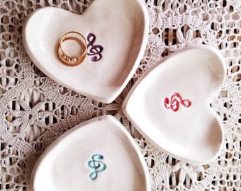 Musical Note Ceramic Dish/Bridesmade Gift/Best Friend Small Dish/Music Design/Trinket Dish Jewelry Dish Party Favor/Price is for One