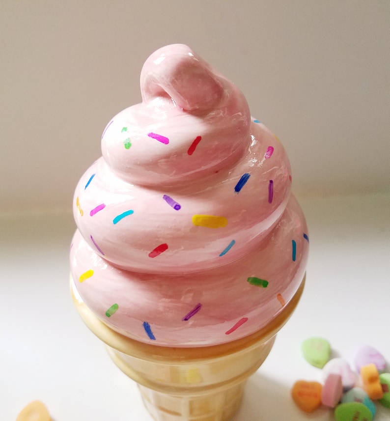 Soft Serve Ice Cream Cone Trinket Box or Dish With Sprinkles Etsy