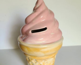 Bank Ice Cream/Soft Serve /Ice Cream Cone Bank/Solid color/ Dessert Home Decor/ Medium size/ Dessert Gift/Nursery Gift