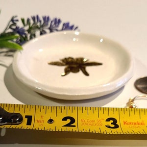 Trinket Dish/Smaller Bee Design/Ceramic Dish/Friendship Gift/ Jewelry Storage Dish/ /Bee Ceramic Dish Housewarming/Returns Not Accepted image 2