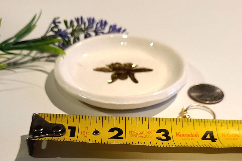Trinket Dish/Smaller Bee Design/Ceramic Dish/Friendship Gift/ Jewelry Storage Dish/ /Bee Ceramic Dish Housewarming/Returns Not Accepted image 2