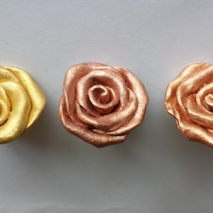 Flower Knobs Rose Design Metallic Gold Cabinet NurseryHardware 1.5 to 3 Inch Drawer Pulls Ceramic Kitchen Hardware Price is for One Knob
