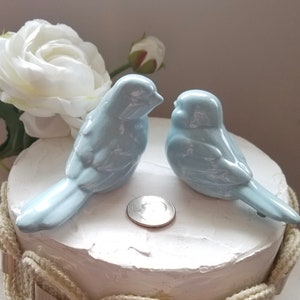 Wedding Cake Topper Dusty Blue Love Birds Elegant Ceramic Home Decor Wedding Favors Available With Crowns Returns Not Accepted image 2