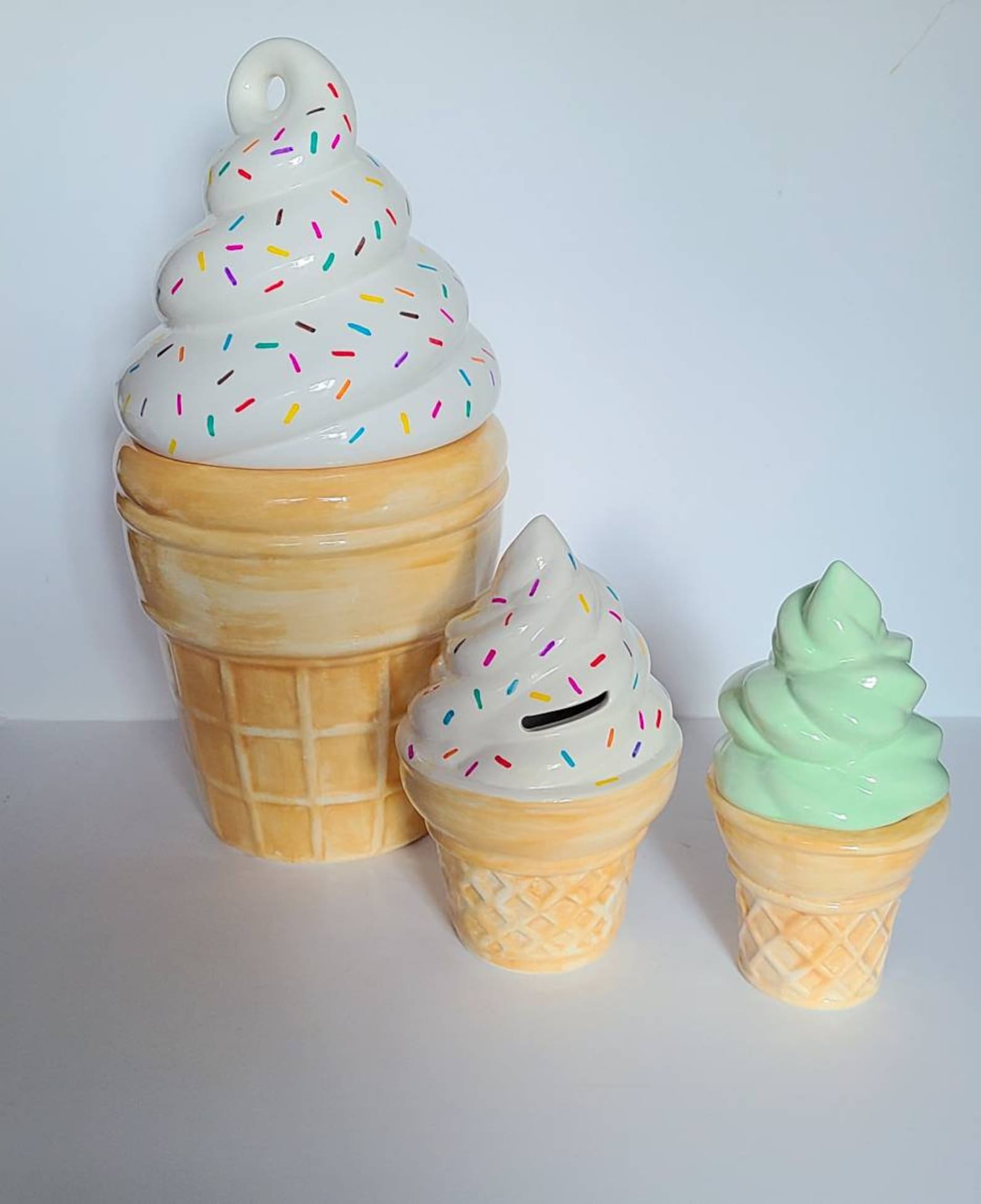 Ice Cream Cone Bank/soft Serve/medium Size Ceramic/bakery Etsy