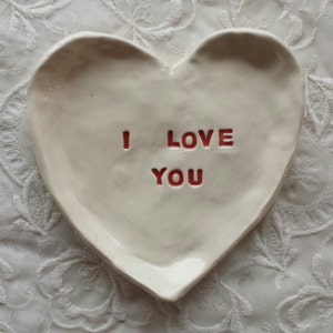 Valentine Trinket Dish I Love You Heart Shaped Dish Jewelry Dish