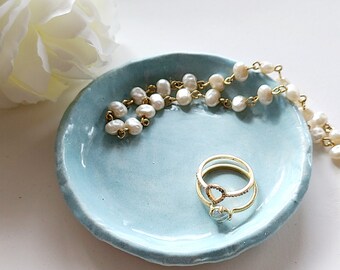 Something Blue Ceramic Dish/Blue Wedding/Jewelry Storage/Wedding Favor/Dish/Ready to Ship/