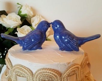Love Birds Wedding Cake Topper Cornflower Blue Vintage Design Birds Ceramic Bird Home Decor