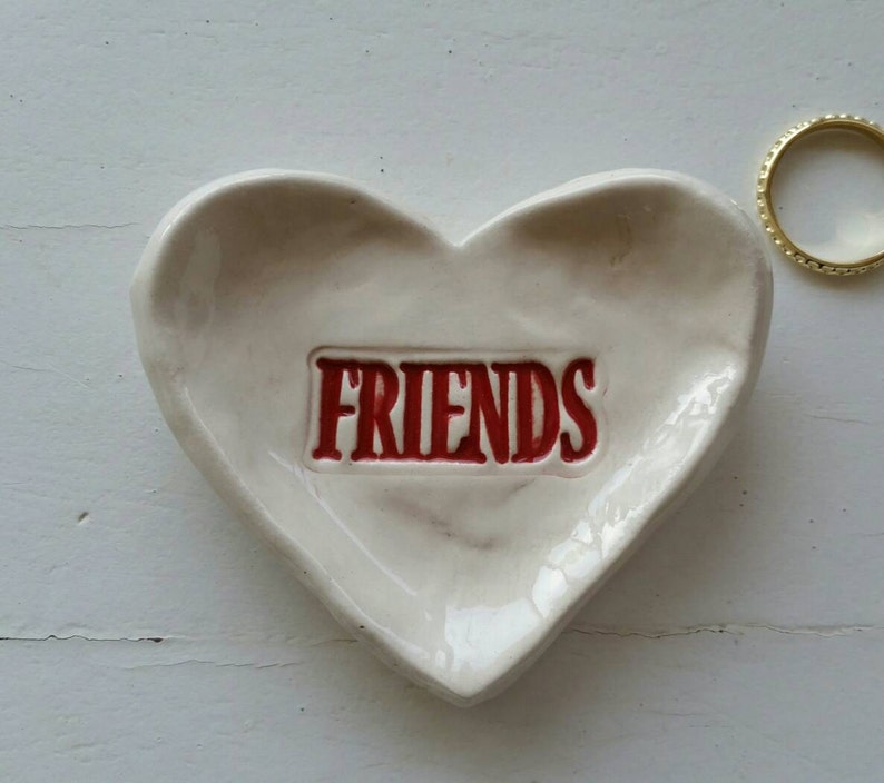 Valentine Gift Bridesmade Gift Best Friend Small Heart Shaped Dish Trinket Dish Jewelry Dish In stock in Red ready to ship. image 1