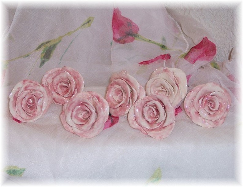 Rose Drawer Flowers Knobs 1.5 Inches to 4 Inches Hardware Any Color Available Ceramic Kitchen Nursery No Lead Price is For One image 1