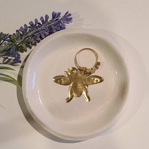 Trinket Dish/Smaller Bee Design/Ceramic Dish/Friendship Gift/ Jewelry Storage Dish/ /Bee Ceramic Dish Housewarming/Returns Not Accepted image 1