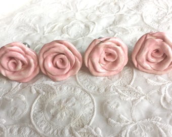 Rose Knob Hardware 1.5 Inches Pink Ceramic Rose Cabinet Hardware Kitchen Nursery Shabby Chic Decor Price is For One Larger Sizes Available