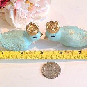 Blue Bird Wedding Cake Toppers Light Aqua/Love Birds With Crowns/Pale Light Blue Vintage Design/Ceramic Home Decor/Bird Gift Something Blue image 3