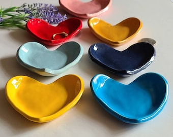 Valentine Gift/Spoon Rest/Brides Maid Gift/Ceramic Dish Jewelry Storage/Small Shaped Dish Price is For One Trinket Dish/