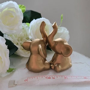 Gold Elephant Wedding Cake Toppers Ceramic/Jungle themed Wedding/Elephant Love Animals/Anniversary Keepsake/Gift In Stock Ready To Ship 画像 4