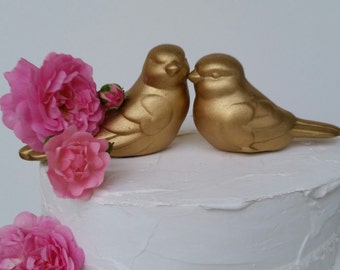 Wedding Cake Topper Love Birds Metallic Gold/Love Birds Copper/Love Birds Silver/Birds Home Decor Ceramic Vintage Bird Design