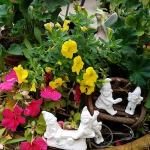 Gnomes Fairy Garden Set of 3 Bisque DIY Ceramic Gnomes Garden Art Price is for Set of Three The Unicorn and Fairy Separate Listing
