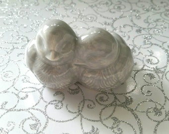 Love Birds Wedding Cake Topper Love Birds Hugging Ceramic  Wedding Cake Topper in Light Grey