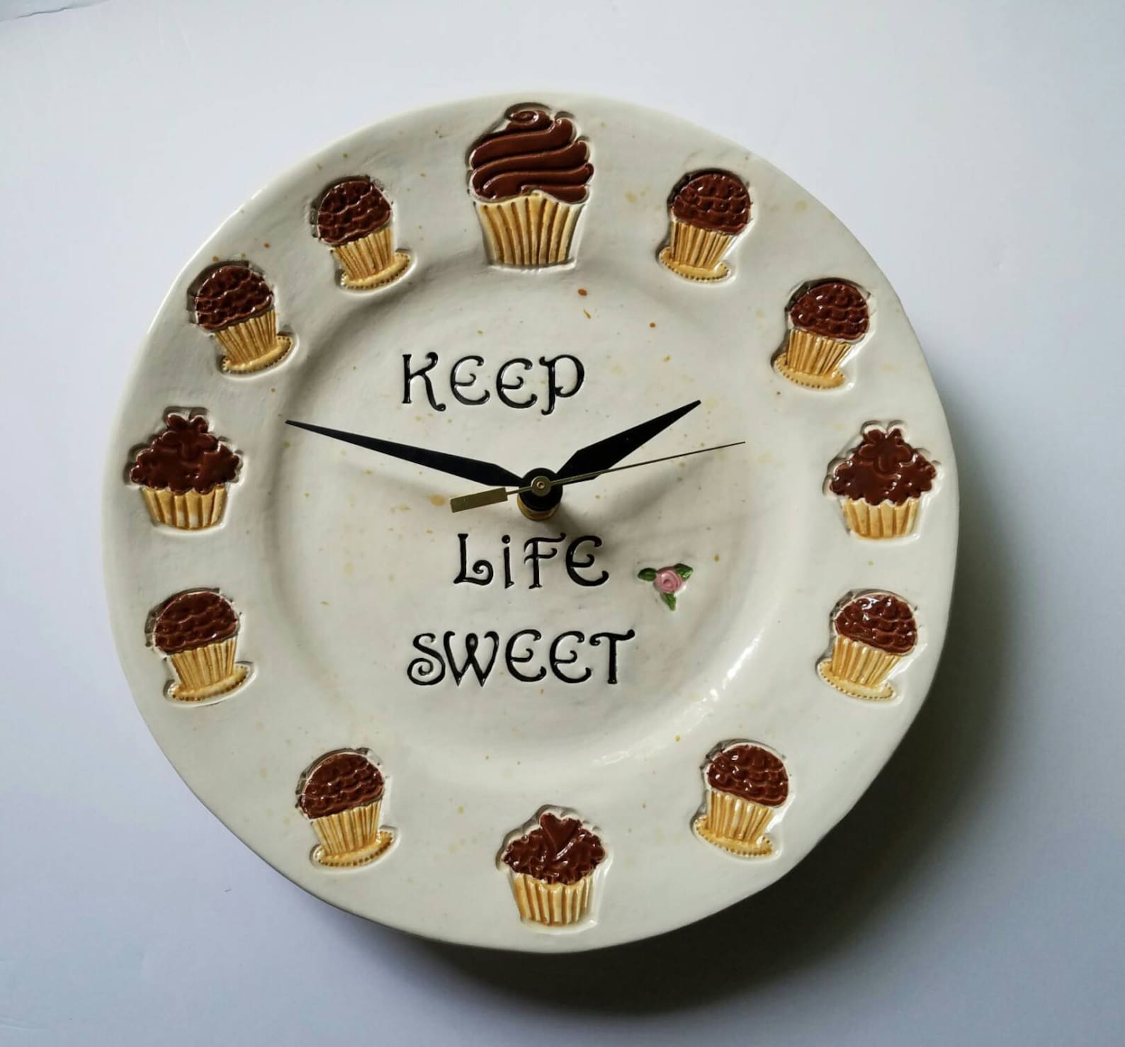 Cupcake Clock Ceramic 10 Cupcake Decor Kitchen Clock Etsy