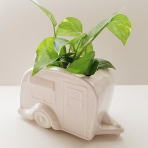 Jardinière de remorque de camping-car/Céramique d'art de jardin/Rangement/Design vintage blanc/Cadeau de vacances/Fête des pères/Cadeau de voyage/Cadeau de voyage Décoration d'intérieur