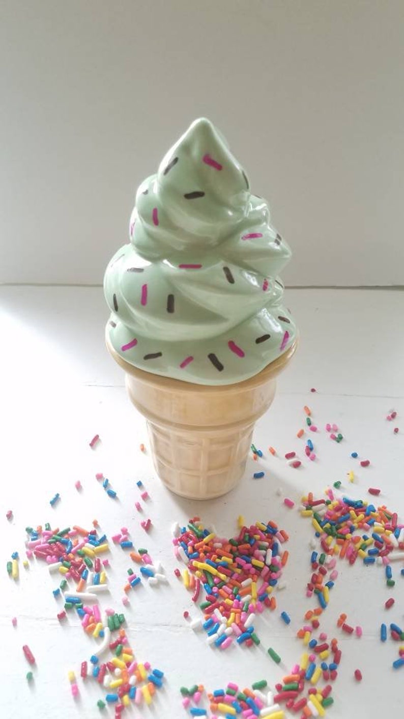 Ceramic Ice Cream Scoop Wavy Cone With Sprinkles Trinket Box Etsy