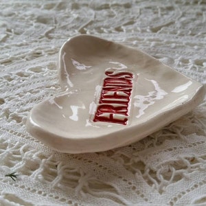 Valentine Gift Bridesmade Gift Best Friend Small Heart Shaped Dish Trinket Dish Jewelry Dish In stock in Red ready to ship. image 2