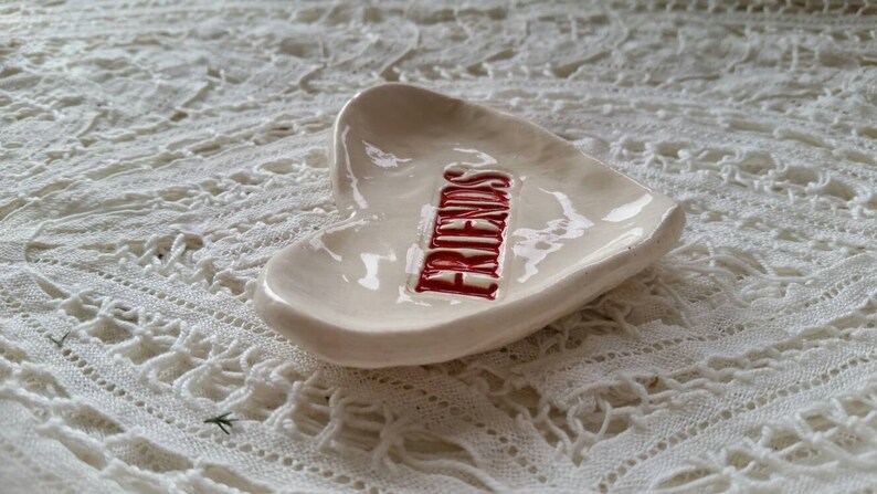 Valentine Gift Bridesmade Gift Best Friend Small Heart Shaped Dish Trinket Dish Jewelry Dish In stock in Red ready to ship. image 2