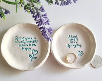 Trinket Dish/Positive Thoughts/Inspirational Gift/Friend Gift/Good Karma/Jewelry Storage/ Tea Bag Holder/Price is for one Dish