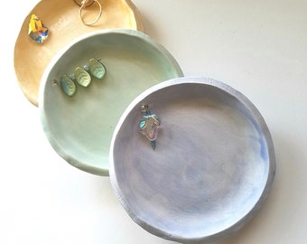 Ceramic Trinket Dish Jewelry Dish Bride Made Gift In Stock With Beads or Crystals  Matte Finish Price is for One
