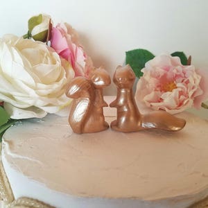 Rose Gold Squirrels Wedding Cake Topper In Stock Ceramic Squirrels in Love Anniversary Gift Country Home Decor Ceramic Vintage Design