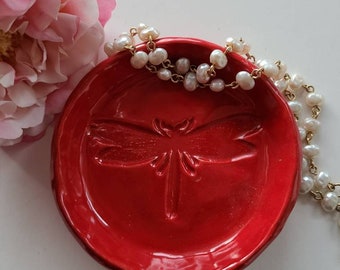 Dragonfly Red Ceramic Trinket Dish/Outlander Dragonfly Inspired/Color Jewelry Storage Birthday Gift Price is for One