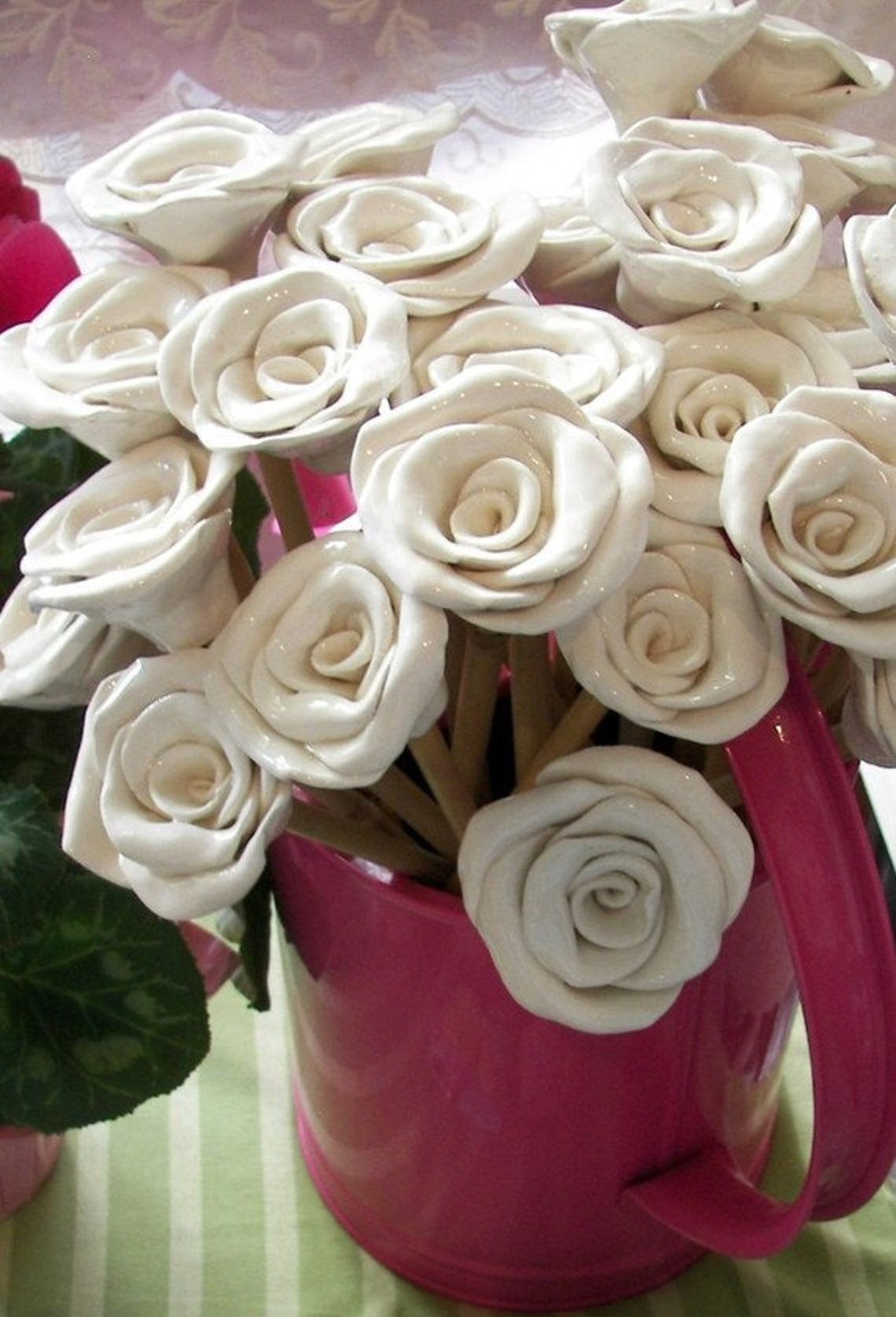 Roses Home Decor Ceramic Flowers Farmhouse Home Decor Roses on Etsy