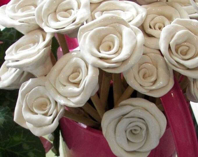 Roses Home Decor Ceramic Flowers Farmhouse Home Decor Roses on Etsy