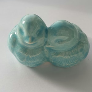 Bird Wedding Cake Topper Love Birds Hugging Ceramic In Stock Wedding Cake Topper in Light aqua