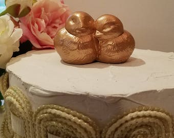 Rose Gold Love Birds First Picture/Wedding Cake Topper Love Birds Metallic/Hugging Ceramic In Stock Wedding Cake Topper Ready To Ship