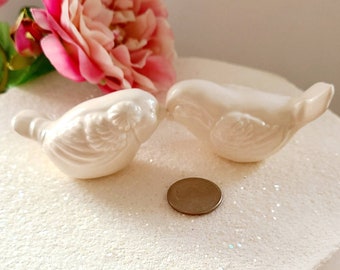 Ceramic Love Birds Wedding Cake Topper Eggshell/White Keepsake, Original Design