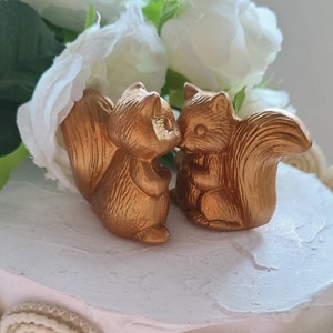 Squirrels Venetian Gold /Wedding Cake Topper /Ceramic Squirrels in Love/ Anniversary Gift Keepsake/ Vintage Design