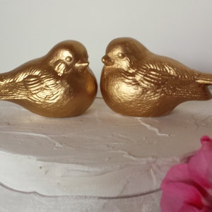 Gold Wedding Cake Topper Love Birds Gold Vintage Birds Gold Home Decor Ceramic Bird Favors In Stock Ready to Ship Bird Home Decor